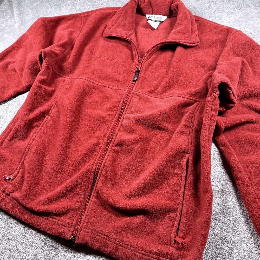 Columbia Sportswear Men's Large Red Full Zip Fleece Jacket Zip‎ Pockets